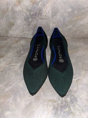 Rothy's Pointed Knit Flats in Deep Green